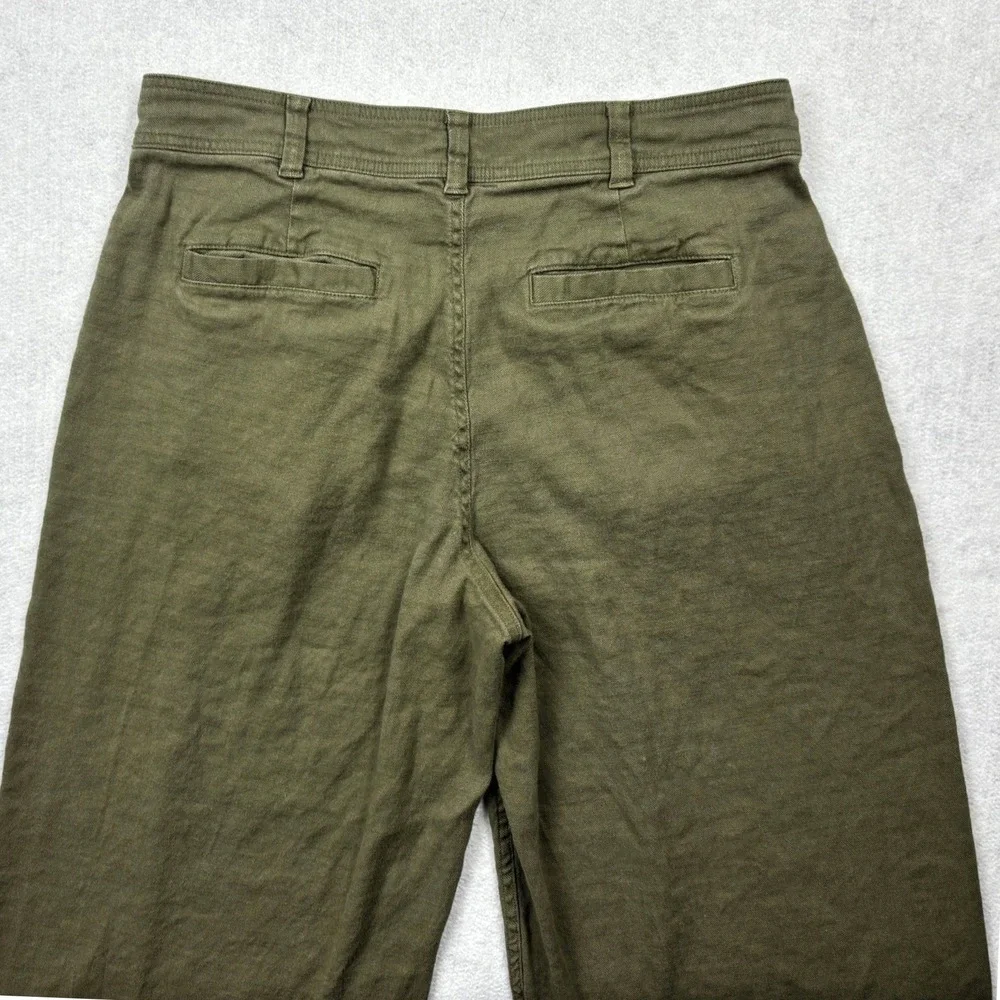 Everlane Pants Womens 6 Green Linen Pleated Curve Barrel Trousers European Flax
